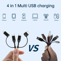 Carcasa de Aluminio, Cable Divisor USB C 4 en 1 Universal a Doble Tipo C Micro, Adaptador de Sincronización de Datos y Carga Rápida de 3A para MacBook y Android