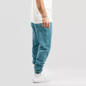 Pantalon en toile délavée à l'acide, tendance 2025, décontracté, respirant, taille élastique, 100% coton, pantalon pour homme - Product Image 2