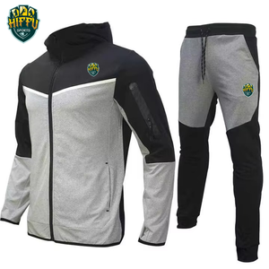 OEM Tenue de jogging en polaire technique à coupe ajustée pour hommes, survêtement à capuche à motif solide personnalisable, coton de marque privée adapté à l'hiver - Product Image 3