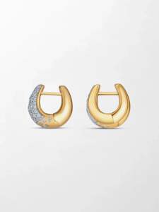 Pendientes Huggie con Diamantes Cultivados en Laboratorio, Corte Redondo y Pavé, 2.04 Ct, Color GH, Claridad VS, 138 Piedras, Oro Amarillo de 14K, Acabado Redondeado y Brillante - Product Image 3