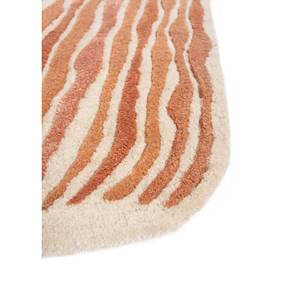 Tapis en laine et viscose fait main Lucid Ivory Top-261, tapis moelleux avec motif abstrait rayé pour couloir, pour usage domestique - Product Image 4