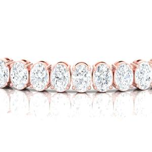 สร้อยข้อมือเพชรทรงรีคลาสสิก สร้อยข้อมือเทนนิสเพชรเพาะเลี้ยง ทอง 14 กะรัต สีขาว เหลือง ชมพู ความใส VVS2 ได้รับการรับรองจาก IGI สำหรับผู้หญิง ดีไซน์หรูหรา - Product Image 2