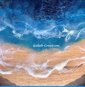 2025 nueva llegada bandeja de servicio de madera de mango ecológica diseño de olas del océano resina epoxi para el hogar Cocina fiesta boda uso - Product Image 5