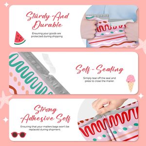 ถุงพลาสติกกันน้ำแบบมีกาวในตัว HUAMAO สำหรับบรรจุภัณฑ์ธุรกิจอีคอมเมิร์ซขนาดเล็ก รีไซเคิลได้ ใช้ซ้ำได้ สีชมพู - Product Image 5