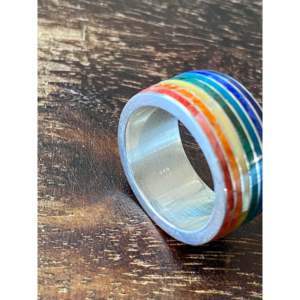 Anillos de Plata con Incrustaciones de Turquesa y Piedras Multicolores Hechos a Mano en el Suroeste, Joyería con Gemas Engastadas en Bisel para Uso Diario - Product Image 5