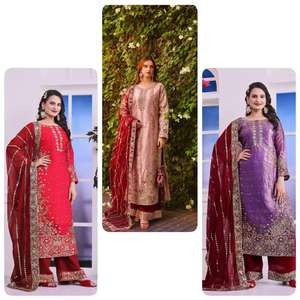 Dernier Designer Frendy Soie Séquence & Brodé Avec Rivet Moti Travail Top Avec Faux Georgette Palazzo & Dentelle Bordure Dupatta - Product Image 6