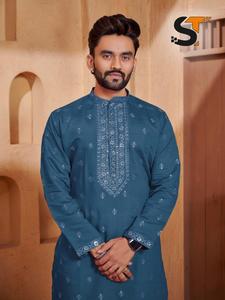 Occasional Wear <b>Silk</b> With Intricate Work <b>Kurta</b> Pajama Manufacturer And Supplier From Surat At Lowest Rate - Product Image 5
