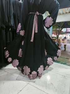 Elegante modesto bordado a mano de las mujeres Preimum Tissue patchwork Abayas tradicional Dubai vestidos de tela transpirable - Product Image 5