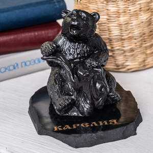 Figurine en shungite Ours avec un souche d'arbre - Product Image 4
