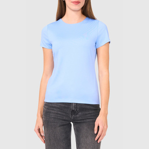 Camiseta de Verano para Mujer con Logotipo Personalizado, Cuello Redondo, Manga Corta, Ajuste Delgado, Alta Calidad, Transpirable, Anti-Pilling, 180g, Acabado Lavado - Product Image 2