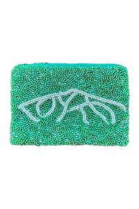 Portefeuille de petite taille en cuir de montagne exclusif avec un design artisanal élégant, orné de perles jaunes et blanches, broderie de perles de qualité supérieure - Product Image 2