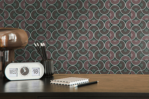 Sản xuất tại Đức-Giấy dán tường sang trọng CuộN đồ họa màu đỏ xanh đen không dệt hợp đồng hình nền Retro-10,05x0,53 M - Product Image 4