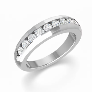 Bague en diamant sertie de canaux à bords biseautés pour femme, pour mariage, fête, anniversaire, cadeau, célébrations romantiques - Product Image 1