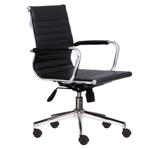 Modern Mid-Back Swivel Office Chair HOM1007-02 Leather Upholstered with Adjustable Height and Headrest for Home and Workshop - Product Image 1