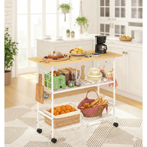 Isla de Cocina Moderna de 3 Niveles con Almacenamiento, Construcción de Metal y MDF, Fácil Instalación - Product Image 5