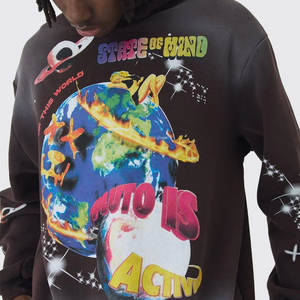 Sudadera con Capucha para Hombre, Tejido Grueso de 550 g/m², Felpa Francesa, Hombros Caídos, Diseño Holgado, 100% Algodón, Color Sólido, Transpirable, para Invierno - Product Image 5