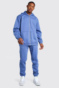 Conjunto deportivo de hombre con sudadera con cremallera y pantalones, estilo holgado, 100% algodón. - Product Image 5