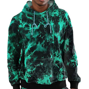 Sweat à capuche décontracté pour hommes Color Block Tie-Dye Sweat avec poche 100% coton Sweat à capuche de saison d'hiver - Product Image 1