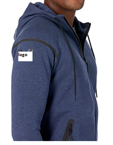 Sweat à capuche en molleton de métro pour hommes, Hoodie à fermeture éclair complète, 66% coton, 34% Polyester, modèle pas cher, en Stock, délavé à la Machine, importé, à la mode - Product Image 3