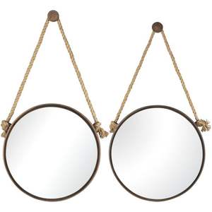 Top tendance forme ronde mur miroir corde et métal Design cadre ferme décoratif mural miroir salle de bain accessoires - Product Image 6