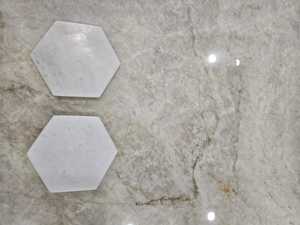 Sous-verre élégant en marbre naturel, pierre verte, grise et blanche, décoration de table minimaliste - Product Image 4