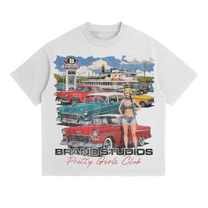 เสื้อยืดผู้ชายแขนสั้นผ้าคอตตอน100% 300กรัมเสื้อยืดไหล่ทึบทรงหลวมแนวสตรีท - Product Image 5