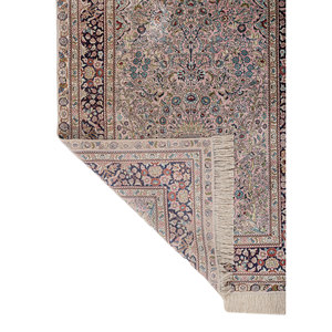 Tapis en soie noués à la main Gulmarg, motif floral rose et violet, 9x12 rectangulaire, pour la décoration de la maison, du salon, pour les adolescents - Pae-6446 - Product Image 5