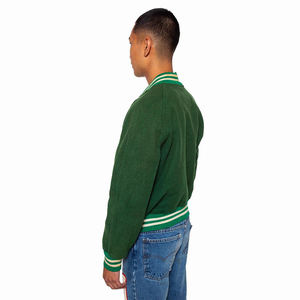 Top vestes de baseball personnalisées col montant bleu laine corps manches complètes confortable Durable pour l'hiver Logo personnalisé veste - Product Image 3