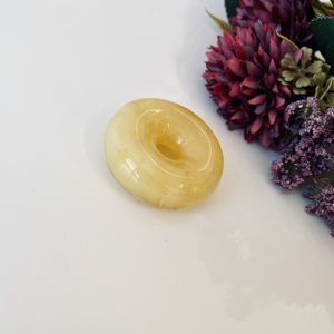 Colgante de Ámbar Báltico Natural Amarillo en Forma de Donut, Collar Clásico para Niños - Product Image 4