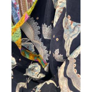 Bolso Tote Extra Grande Estilo Kantha Vintage, Tela de Algodón Ecológica de 12oz, Impresión de Letras Boho, Bolso de Yute Olive Grove, Tamaño Mediano - Product Image 2