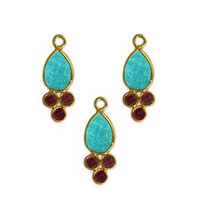 Colgante de Amazonita en Forma de Pera con Bisel Elegante, Piedra Tallada Facetada, Plata de Ley 925 con Baño de Oro Vermeil - Product Image 1