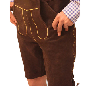 High Quality Durable Leather Made Bavarian Casual Mid Waist Shorts for Men's German Style Pakistan Made Customize Cowhide - Product Image 2