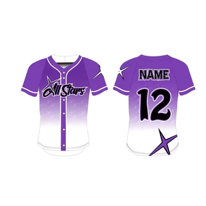 Camiseta de béisbol de sublimación con botones de impresión personalizada de gran tamaño de alta calidad, uniforme de porristas - Product Image 2