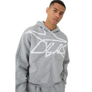 Chándal Holgado con Capucha y Cremallera, Estampado, Diseño Personalizado, Precio al por Mayor, Felpa Suave - Product Image 3