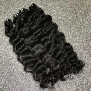 Vente en gros Cheveux Remy Vietnamiens Ondulés Naturels Stylisés Vagues Bundles Bruts Permed Frontal Machine d'extensions de cheveux humains à prix réduit - Product Image 4