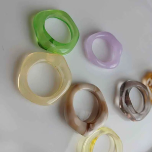 Resin Acrylic Rings Round Shape Handcrafted Love Ring Women Party Jewelry Wholesale Supply for Best Price - Product Image 1