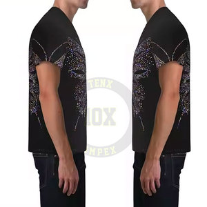 เสื้อยืดผ้าคอตตอนทำจากผ้าฝ้ายสำหรับผู้ชายเสื้อยืดพลอยเทียม - Product Image 6