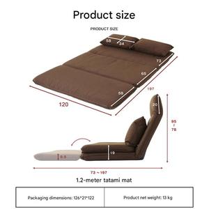 Canapé-<span class=keywords><strong>lit</strong></span> double de style japonais Kino pour salon, chambre à coucher, sol, pliable, avec appui-tête et dossier confortables - Product Image 5