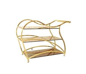 Carrito de servicio de acero inoxidable con diseño de círculo con acabado dorado Carrito de servicio decorativo para hotel en casa a precio al por mayor - Product Image 5