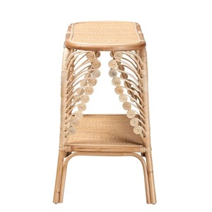 Table Console ovale en rotin de style moderne personnalisable fait à la main étagère décorative en rotin tissé conception en spirale meubles de salon - Product Image 4