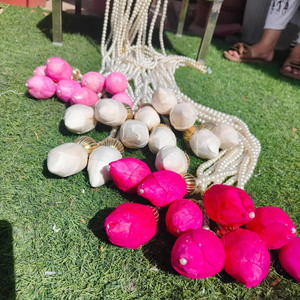 Cuerdas de perlas pesadas con Capullos de loto Sola Cuerda de perlas de madera Pellikooturu Seemantham Langavoni Función Decoraciones Decoración de templo - Product Image 1