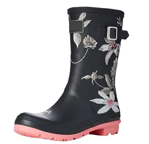 2024 High Quality Multi-Style Rubber Rain Boots Printing Waterproof and Wear-Resistant Wellies for Ladies for Autumn
