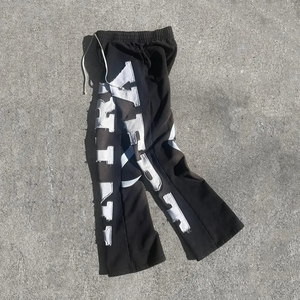 Loose Fit 2025 Fleece <b>Joggers</b> <b>Stacked</b> Pants Unisex Heavyweight Custom Distressed Embroidery Applique Flared Sweatpants for Men - Product Image 6