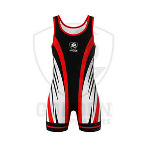 Singlets de lutte de couleur noir/blanc sublimés de marque à la mode de joueurs dorés Logo personnalisé OEM Singlets de lutte d'impression - Product Image 2