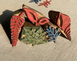 Timbres d'impression en bois sculptés à la main |   Timbres à motifs de feuilles et de plantes - Product Image 3