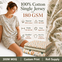 Tela de Punto 100% Algodón con Impresión Digital Personalizada, Material de Diseño Privado para Proveedores de Marcas de Ropa OEM ODM, Suministro al por Mayor