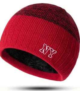 หมวกบีนนี่ขนสัตว์ลายทางหลากสีสำหรับผู้ชาย, หมวกบีนนี่ถักแฟชั่นฤดูใบไม้ร่วงและฤดูหนาว - Product Image 3