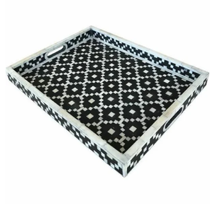 Plateau de service artisanal en incrustation d'os décor de maison de luxe plateau de table basse accent décoratif cadeau disponible aux prix de gros - Product Image 1