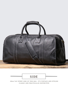 Sac de voyage pliable en cuir véritable, durable, avec fermeture à glissière et sangle réglable pour les voyages - Product Image 4