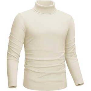 Nouveau gros qualité unique polyester couleur unie pull pull hommes col rond épais printemps chandails - Product Image 1